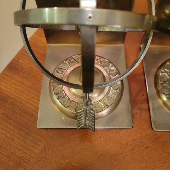 Brass Armillary Sphere Sundial Bookends - Picture 2 of 8